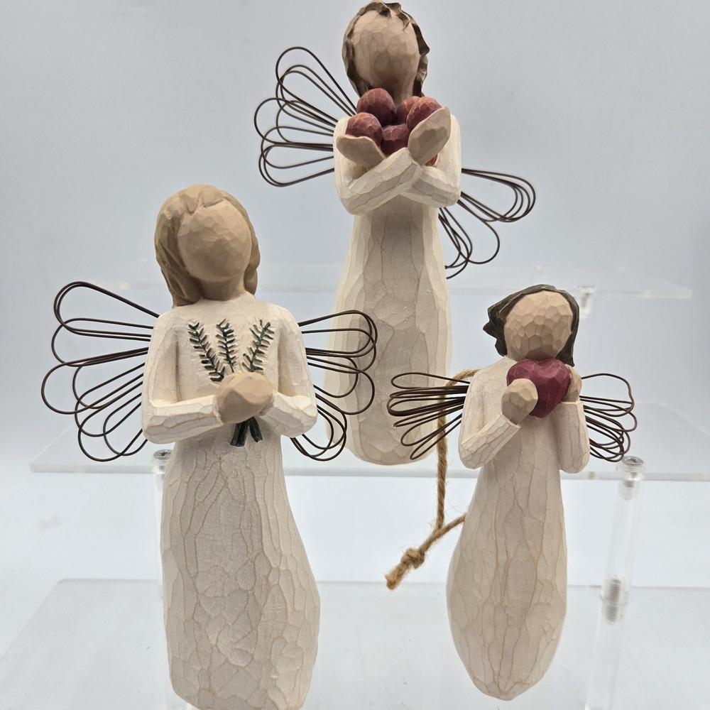 Vtg Demdaco Willow Trees Good Health Angel Rememberance Angel Of Heart Set Of 3